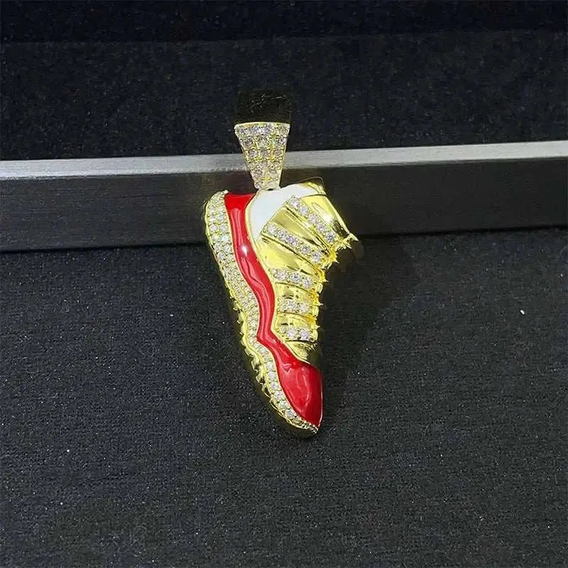 Diamond hair new personalized shoes pendant 925 silver moissanite inlaid with European and American trendy brands men's hip-hop - The Sparkling Squirrels & Co.