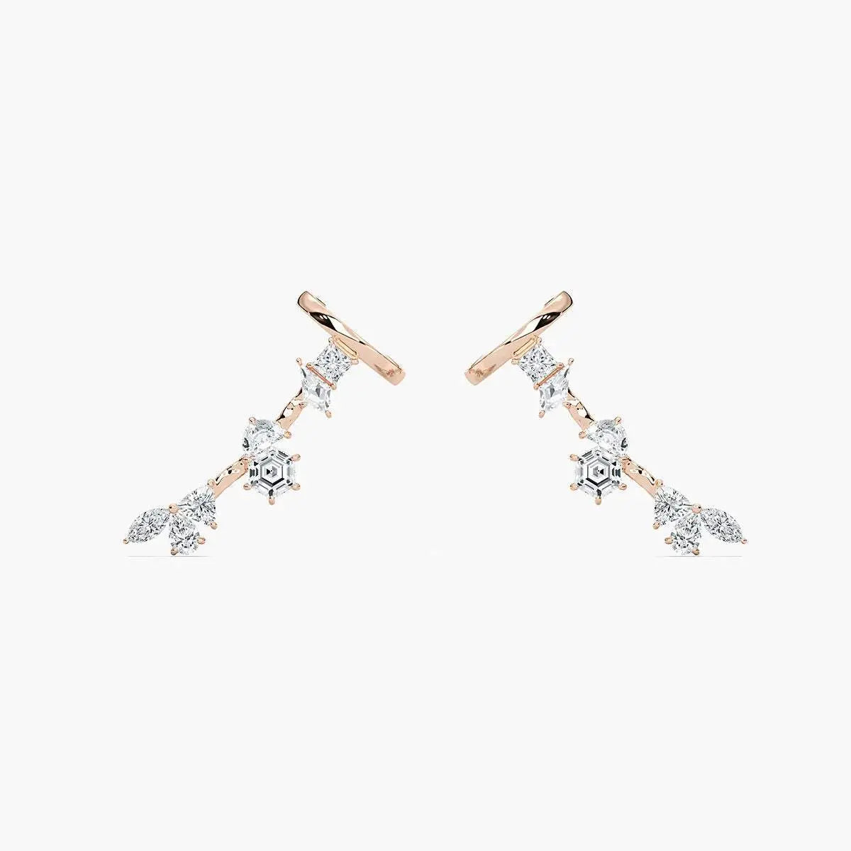 Mixed Shape Lab Grown Diamond Cuff Earrings - The Sparkling Squirrels & Co.