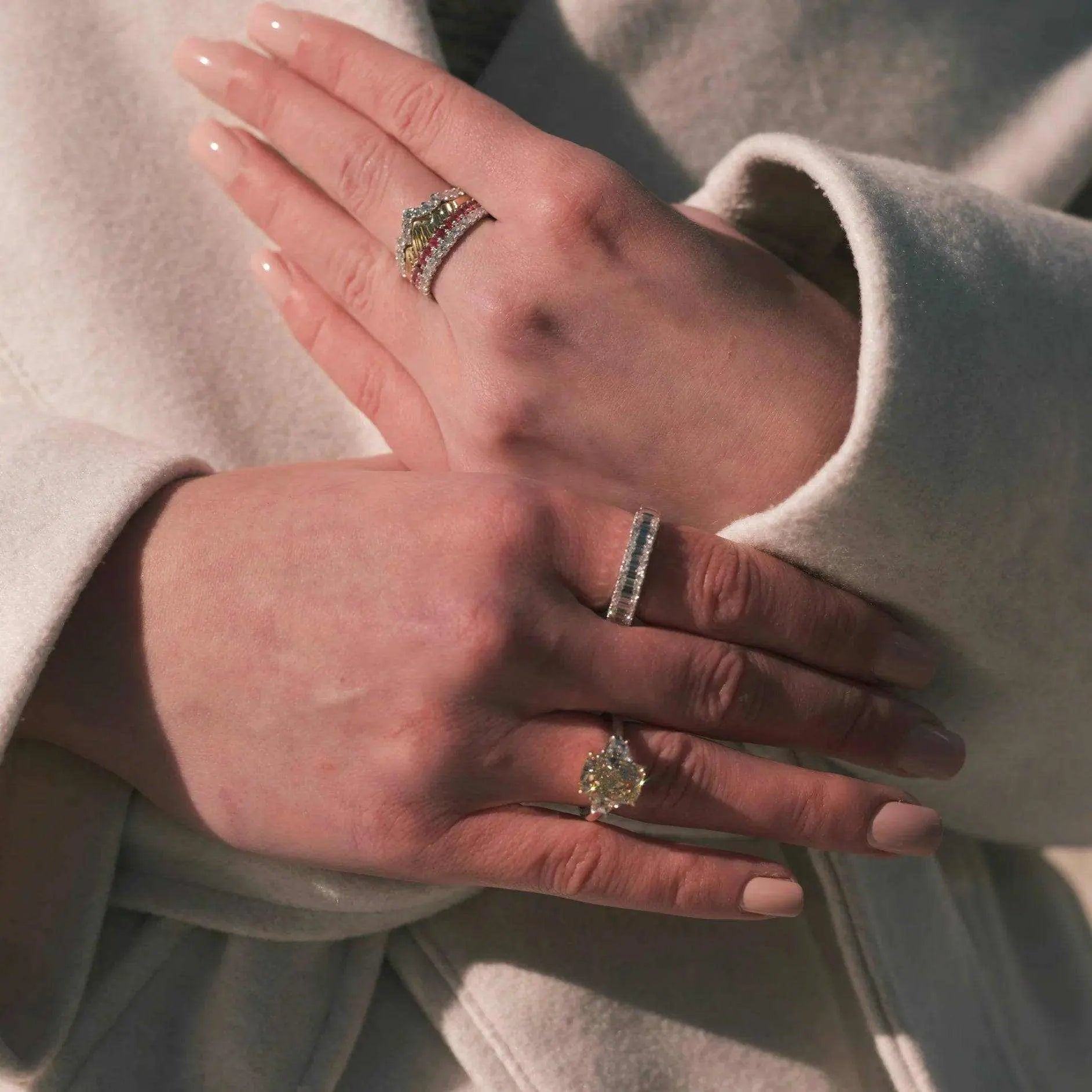 LUXE EDITION: 18K Yellow & White Gold Teton Stacking Rings™ (2 Ring Set) - The Sparkling Squirrels & Co.