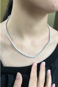 Round Cut Diamond Tennis Necklace, Lab Grown Diamond Necklace, Unisex Tennis Necklace, 0.1 CT each Round Diamond Necklace, Gift Maison Valderre