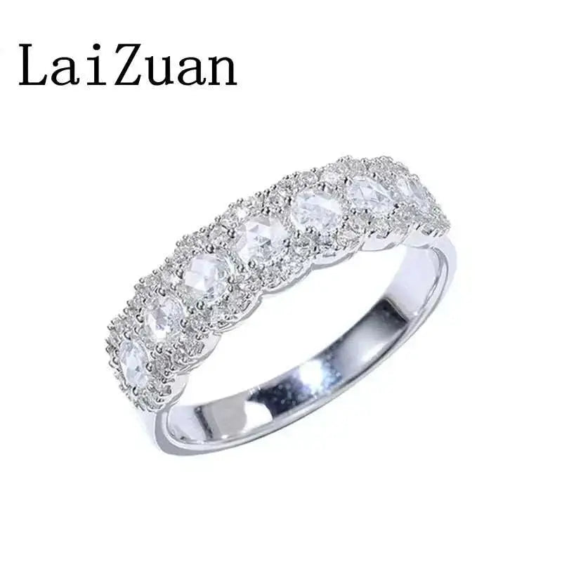 LaiZuan Solid 18k White Gold Rose Cut Natural Diamonds Ring Women Custom Diamond Band Women Luxurious Jewelry Trendy Design - The Sparkling Squirrels & Co.