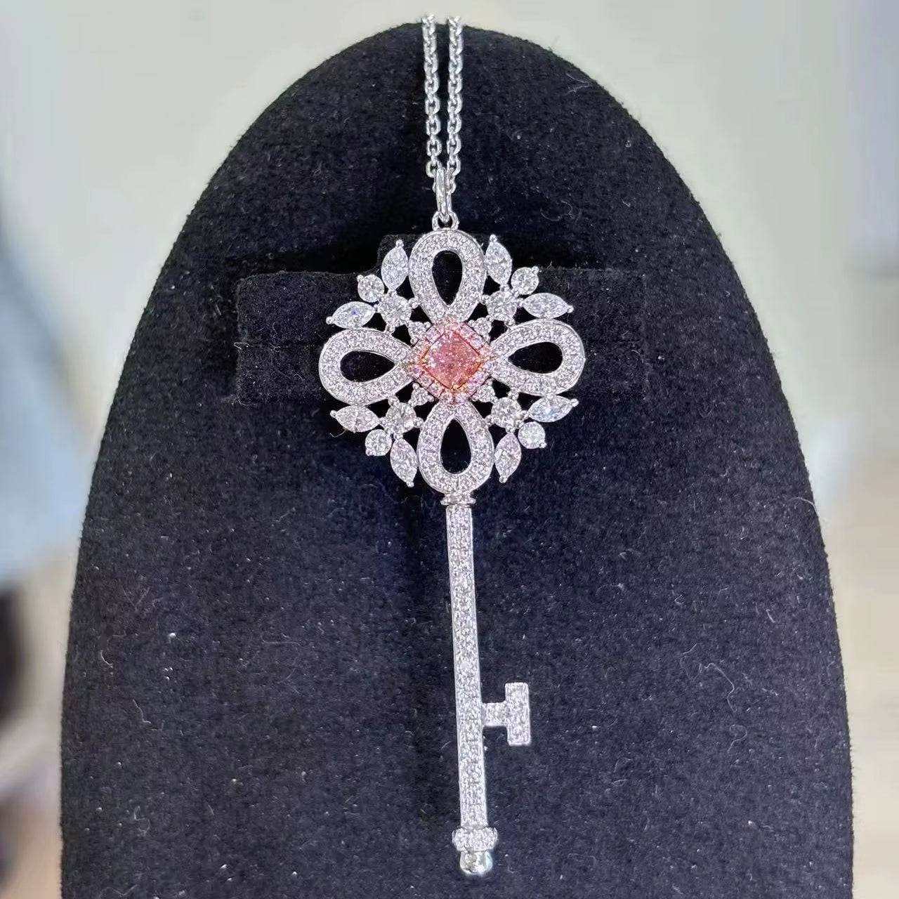 CZZL24 GIA Qualified Natural 0.28Ct Fancy Orangy Pink Diamonds SI1 Pendants Necklaces for Women Fine Jewelries - The Sparkling Squirrels & Co.