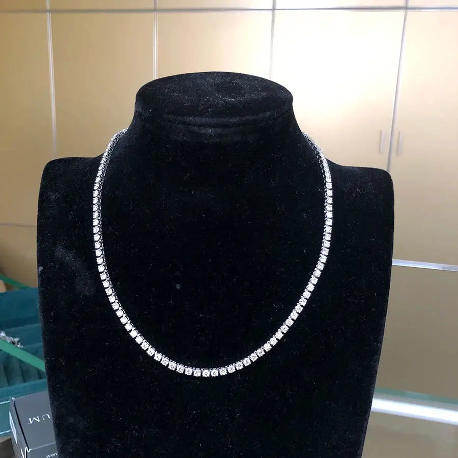 Round Cut Diamond Tennis Necklace, Lab Grown Diamond Necklace, Unisex Tennis Necklace, 0.1 CT each Round Diamond Necklace, Gift Maison Valderre