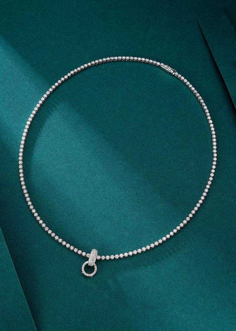 FIY24 Diamonds 4.298Ct Nature White Diamonds Necklace Solid 18K White Gold for Women Fine Holidays' Presents - The Sparkling Squirrels & Co.