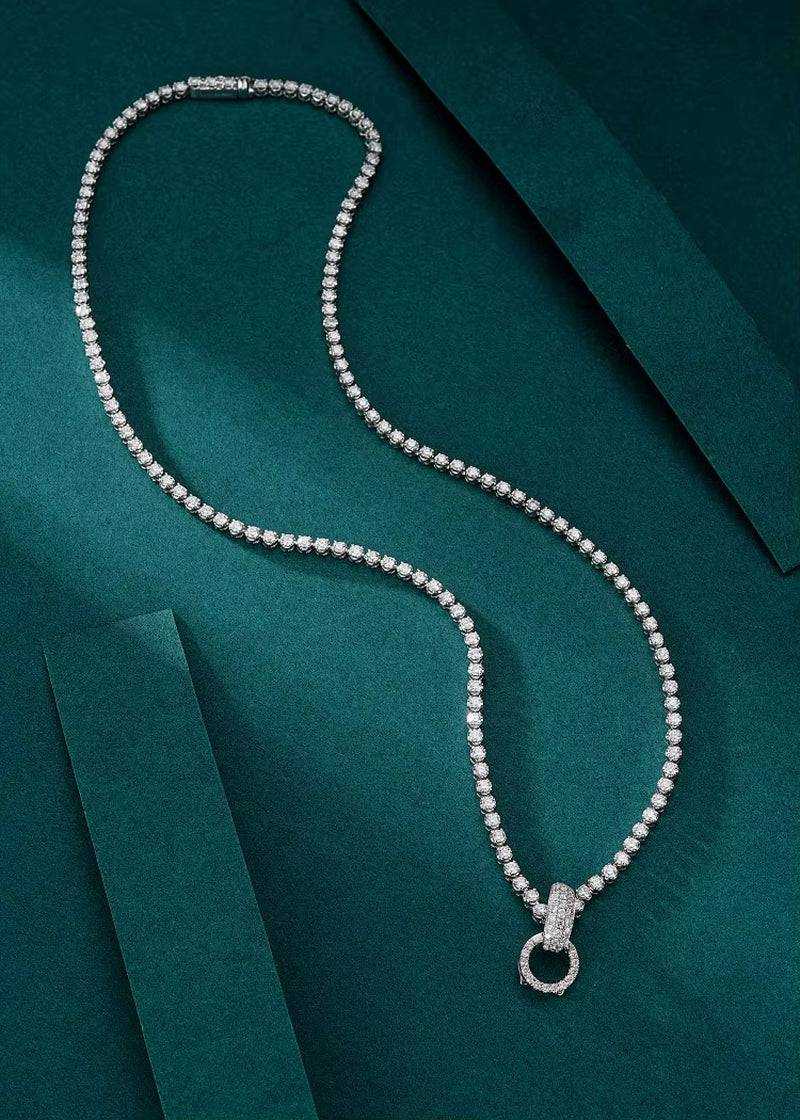 FIY24 Diamonds 4.298Ct Nature White Diamonds Necklace Solid 18K White Gold for Women Fine Holidays' Presents - The Sparkling Squirrels & Co.