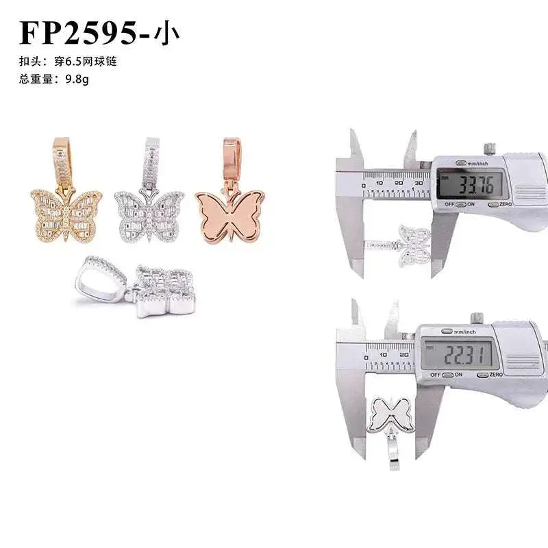 Diamond hair new personalized butterfly pendant S925 silver moissanite full of European and American hip-hop jewelry factory spo - The Sparkling Squirrels & Co.