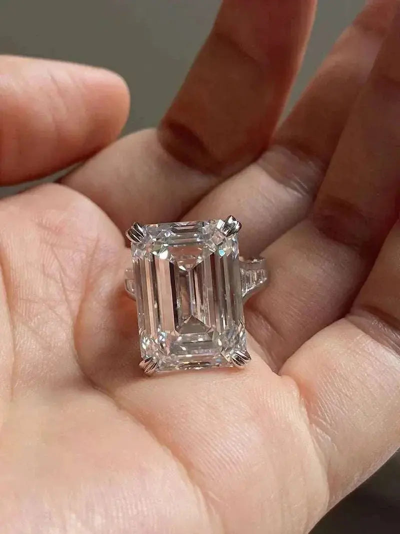 Ruif Unique Customized Luxury Design Emerald Cut 20ct F VS1 Lab Grown Diamonds Rings for Wedding Band Gifts Fine Jewelry IGI - The Sparkling Squirrels & Co.