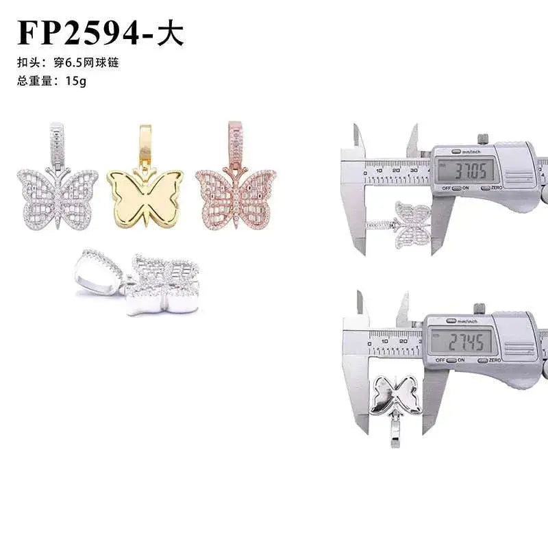 Diamond hair new personalized butterfly pendant S925 silver moissanite full of European and American hip-hop jewelry factory spo - The Sparkling Squirrels & Co.